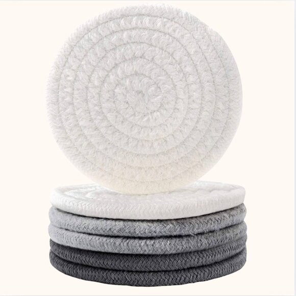 NWT Braided Woven Coasters 6pc - Picture 1 of 9